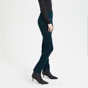 $255 Theory Oslo Corduroy High Waist Legging Pant Women 6 Green Poplar Dark Teal